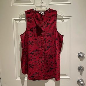 BCBGeneration Maroon Black Floral Sleeveless Button Down Blouse Top Size Medium